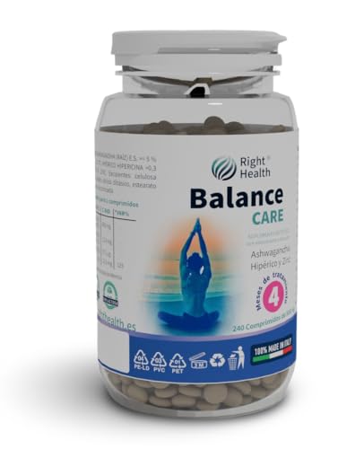 BALANCE CARE: 240 comprimidos (4 meses). Ashwagandha 600 mg 5% Withanólidos. Hierba de San Juan, Hipérico (Hipericina). Ayuda a combatir la baja moral, el estrés, desánimo y la ansiedad. Buen Humor