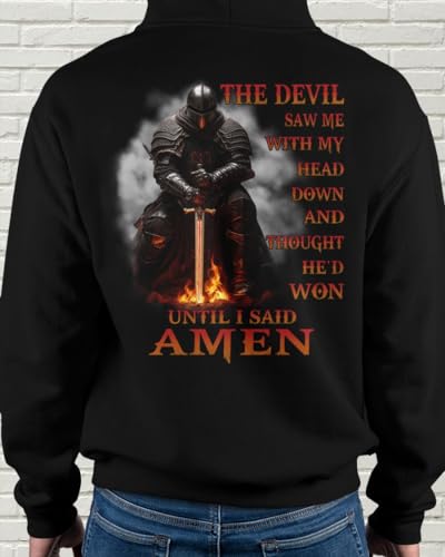ATMTEE The Devil Saw Me With My Head Down Hoodie Sweatshirt, Christian Sweatshirt for Men, Knight Templar Sweatshirt A073