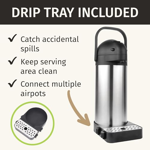 Airpot Coffee Dispenser with Pump & Tray - 101oz/3L Coffee Carafe with Pump - 12 Hours Hot Coffee Dispenser for Parties -Coffee Urn Hot Water Dispenser Stainless Steel Thermal Carafe for Hot Cocoa Bar - Thumbnail 3