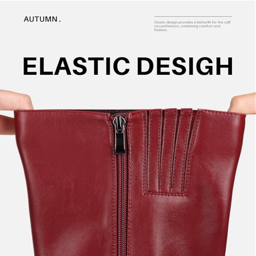 Image of Choiran Knee High Boots for Women - Platform Chunky Square Toe Tall Boots with Block Heeled Side Zipper, Fashion Long Gogo Boots for Spring Fall