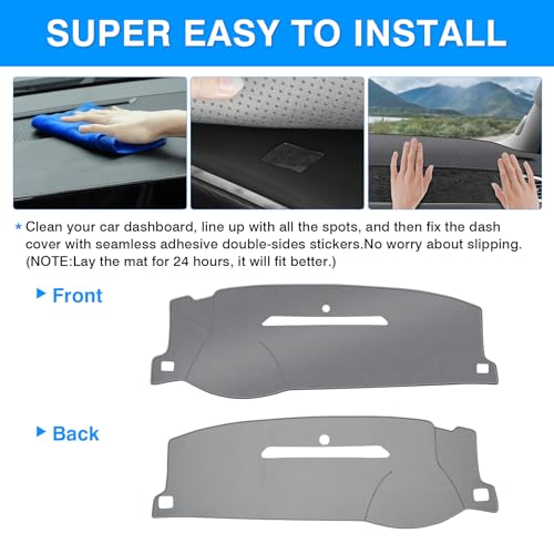 Image of Autorder Gray Dashboard Cover Mat for 2007-2013 Chevy Chevrolet Silverado Sierra, 2007-2014 Chevy Tahoe Suburban Denali Avalanche & GMC Yukon /XL & Only One Glove Box Accessories Polyester Dash Cover