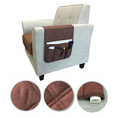 Sofa Chair Couch Armrest Organizer Hanging,5 Pockets Non-Slip Armchair Storage Bag Sofa Couch Armrest Cover Double Sided Organizer for Tablet Phone,Glasses,Book,Magazines - Image 2