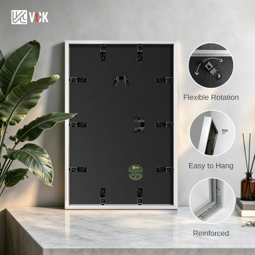 Image of VCK 12x18 Frame Silver Metal, Real Glass, 11x17 Mat, for Poster Print