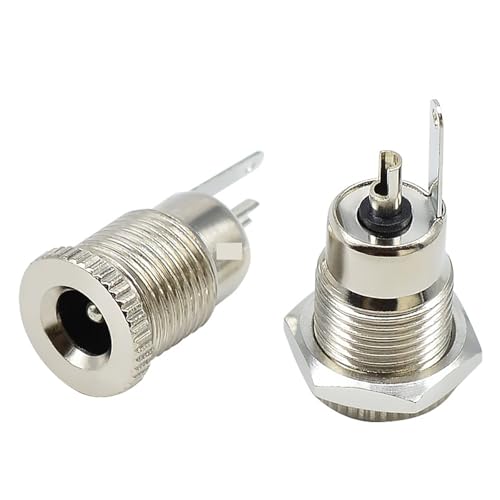 Conector hembra DC-099 de metal con montaje en panel de 5,5 mm x 2,1 mm, pack de 5 piezas