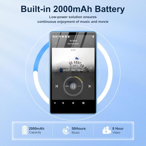 Image of SWOFY 80GB MP3 Player with Bluetooth and WiFi, 4 inch Full Color Touch Screen MP4 Music Player with Parental Control,Spotify,Audible,YouTube, Android Digital Audio Player for Kids,Up to 1TB,Blue