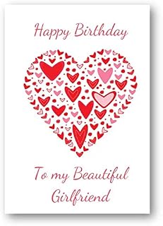 Second Ave Girlfriend Birthday Card For Her Greetings Card - Red Heart Design