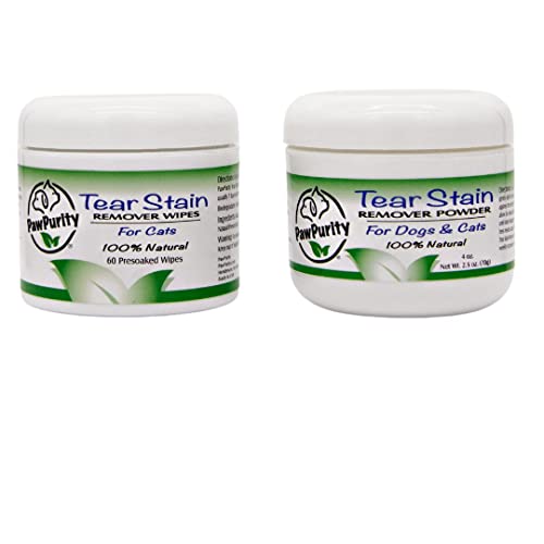 PawPurity Tear Stain Remover Wipes & Powder Kit for Cats