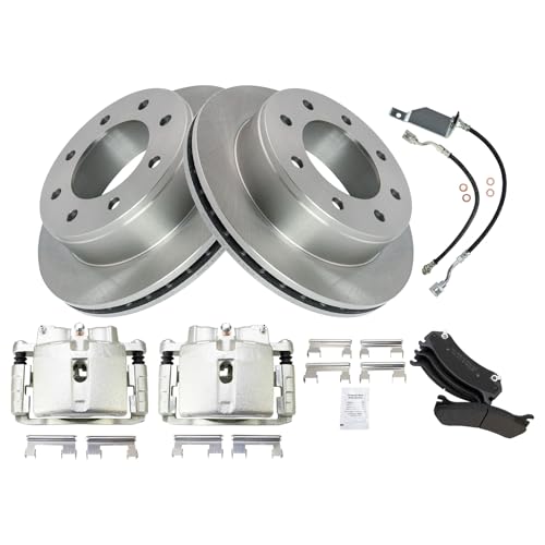 Image of TRQ Brake Pad & Rotor Kit Semi-Metallic Compatible with 2004 Chevrolet Silverado 2500 2004-2006 Silverado 2500 HD 2000-2006 Suburban 2500 GMC Sierra 2500 Sierra 2500 HD Yukon XL 2500