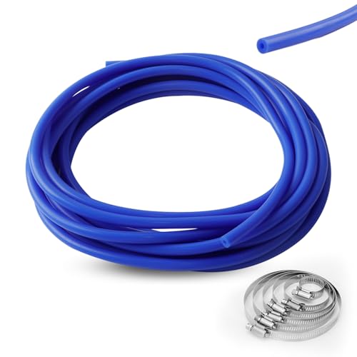6 metros de manguera de silicona ID de 3 mm, OD 7 mm, manguera de silicona con 6 abrazaderas de sujeción, manguera al vacío para coche, manguera de depresión Turbo para coche de alta temperatura (azul