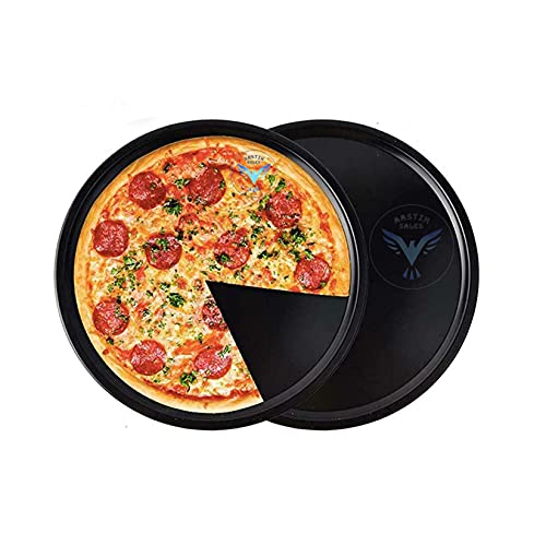 AASTIK Pizza pan 25cm Carbon Steel Baking Tray Non Stick Round Tray Baking in Microwave Oven Convection OTG Plate (1pic)