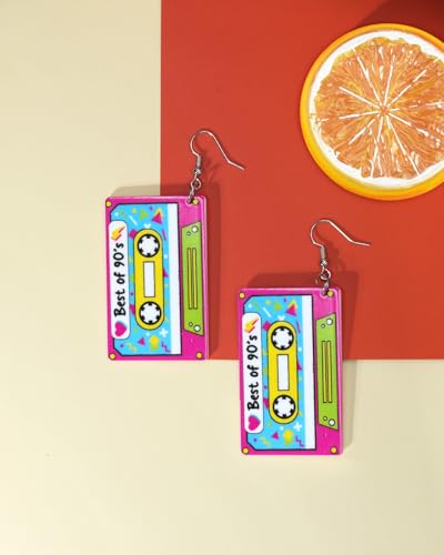 Neon Earrings for Women Cassette Tape Earrings for 80s 90s Outfit Acrylic Drop Earring 80s Accessories for Women Neon Party Decorations Halloween Costume Neon Jewelry Accessories Gifts4