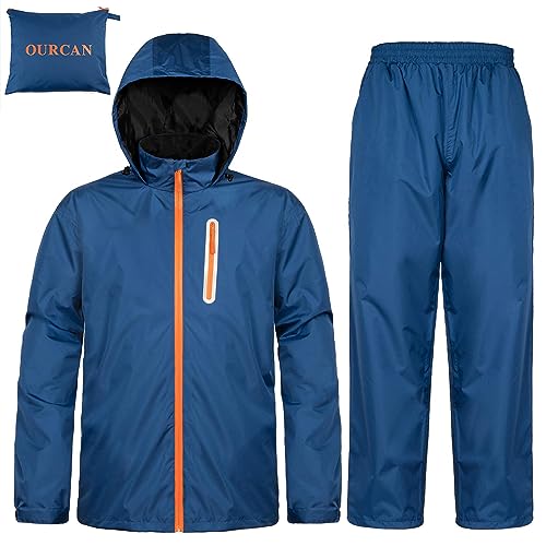 Ourcan Rain Suits for Man Women Waterproof Lightweight Rain Gear Rain Coats Breathable Jacket Pants for Golf, Fishing,Hiking