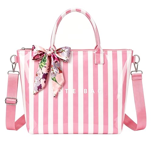 Image of GISMTR Large PVC Tote Bag for Women Letters Print Handbags Kraft Paper Shoulder Bag for Work Travel