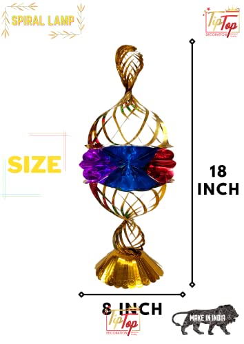 Image of Classic Metallic Folding Paper Hanging Lamps Chandeliers Garland (Multicolor) (Spiral Lamp, 12 Pieces)