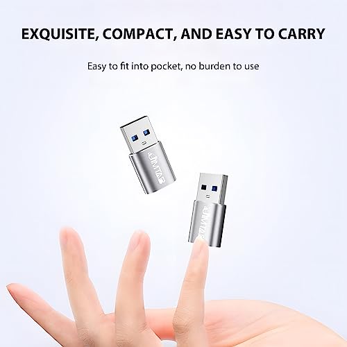 Image of JIMTAB USB to USB C Adapter (4 Pack), USB C to USB Adapter USB 3.0 with Power Blue Light Super High-Speed Data Transfer & Fast Charging for iPhone /PC /Samsung /iPad /Laptop /MacBook