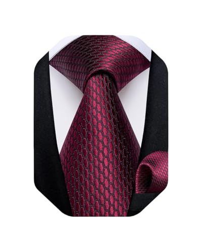 Image of DiBanGu Mens Solid Color Tie and Pocket Square Set Woven Silk Plain Necktie & Handkerchief for Men Wedding Party Formal