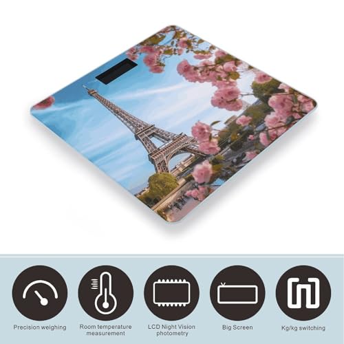 Báscula Digital de Baño con Diseño Torre Eiffel y Flores miniatura 3