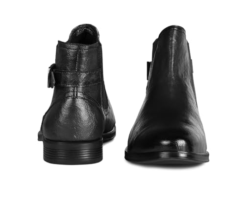 Image of LOUIS STITCH Mid-Top Ankle Shrunken Chelsea Boots for Men | Men's Slip-On Boots with Side Buckle | Casual and Semi Formal Chelsea Boots for Men | LSLXSHCLB