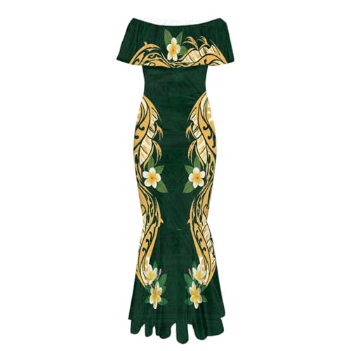 Image of Polynesian for Women S-7XL Off Shoulder Maxi Dress Hawaiian Summer Dresses