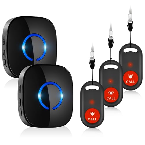 Bouton d'urgence pour Les Aînés Accueil Senior Alarm Bouton d'alarme pour Personnes âgées Senior Senior Panical Army Soins Pager Sos Radio Alarm 2 Récepteurs + 3 Émetteur SOS