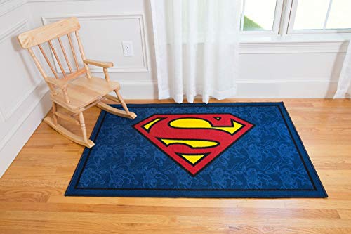 Wildkin Kids 39 x 58 Inch Rug for Boys and Girls, Made From Durable Nylon Material, Features Skid-Proof Backing and Serged Borders, Perfect for Classrooms, Playrooms and Bedrooms, BPA-Free (Superman)