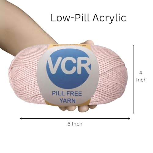 Image of VCR Vintage Pink Yarn, Pill-Free Soft Knitting Yarn, 100 Grams Hank, 263 Meters Length, Low-Pill Acrylic Yarn, Soft Crosia Threads, Pack of 1, Suitable for Beanies, Caps and Gloves