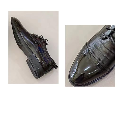 Men Vintage Low-Top Lace-Up Leather Shoes，Pointed Toe Flat Anti-Slip Solid Color Oxford Shoes Breathable Casual Work Shoes Business Office Shoes2