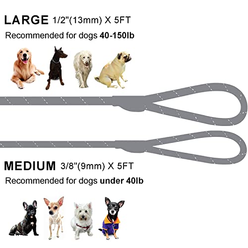 Slip Lead Dog Leash, Heavy Duty Dog Leash, Reflective Lead Leashes, Strong Mountain Climbing Rope Leash, No Pull Dog Training Leash For Small Medium And Large Dogs 5Ft #TOP5