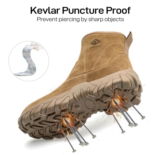 Image of Welding Boots for Men Leather Steel Toe Work Boots | Fireproof, Anti-Smash, Puncture Proof, Comfortable Safety Construction Shoes, Welder Working Footwear