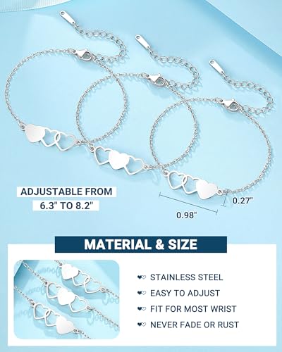 Image of 2 /3 Pcs Mother Daughter Bracelets Set Christmas Valentines Birthday