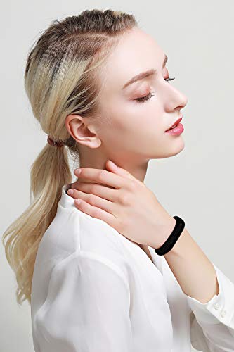 Image of IVARYSS 50 Pcs Hair Ties for Women, Black Large Thick no Pull Ponytail Holder, Cotton Seamless no Crease Elastic Fabric Hair Bands
