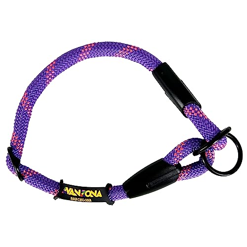 Collare da Addestramento per Cani, Antitrazione, Regolabile, in Corda di Poliestere di Alta Qualità, per Cani Piccoli, Medi e Grandi, Prodotto in Spagna. Violet con Rosa. L(≤65CM).