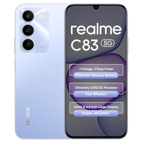realme C83 5G Smartphone 7000mAh Mega Battery, 6.8-Inch & 144Hz I...