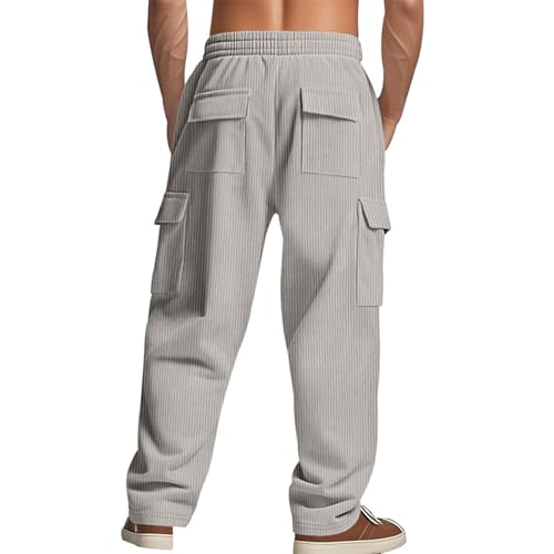 Corduroy Pants Men Casaul Elastic Drawstring Waist Mencomfy Cargo Pants Baggy Athletic Work Sweatpants with Pockets3