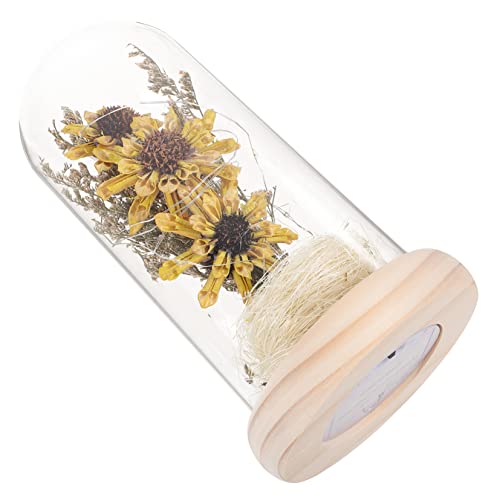 Alipis LED Sunflower Dome Lamp with Glass Cover Mini Artificial Light for Home Decoration Chic Desktop Ornament Yellow Present Choice