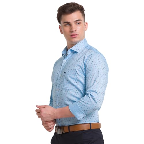 Image of Park Avenue Men's Pure Cotton Print Pattern Slim Fit Cut Away Collar Full Sleeve Casual Shirt