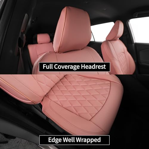 Image of EKR Rav4 Seat Covers Custom Fit for Toyota Rav4 (Hybrid) SE /XSE 2026, Car Seat Cover Full Set for SUV,Factory-Style Upgrade, Easy-Wipe Protection,Faux Leather(Pink)