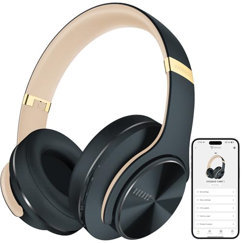 DOQAUS Kopfhörer Kabellose Bluetooth, Bluetooth Kopfhörer Over Ear mit App Steuerung & 9 EQ Modi, 90 Std. Akkulaufzeit, HiFi Stereo Bass, Leicht Faltbar mit Mikrofon, für Reisen, Arbeit & Alltag, Grau