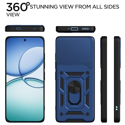 Image of Pikkme Back Cover for Realme 15T 5G / Realme Narzo 90 5G | 360 Protection Case | Sliding Camera Shield Cover & Ring Holder Stand D10 Tough Armor Bumper Case (Blue)
