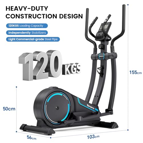 Dripex Cross Trainer, Magnetic Elliptical Exercise Machine for Home, Quiet & Smooth Elliptical Trainer w/ 16 Levels Resistance, 8KG Flywheel, 38CM Stride, LCD Monitor, Pulse Sensor - Image 4