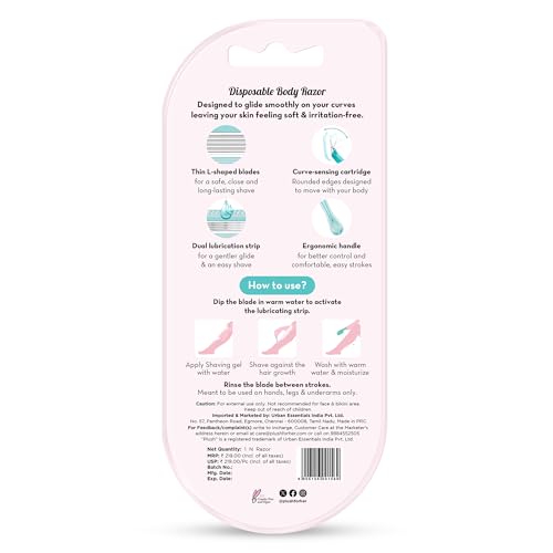 Image of Plush Smooth Slide 4 Blade Body Razor For Women | Dual Aloevera Smooth Lubrication Strips | Non-Slip Grip Rubber For Ultra Smooth Shave | Easy & Safe No Bumps & Cuts | Sensitive Skin friendly