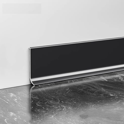 Lot de 4 plinthes imperméables en aluminium - 125 cm de long - Noir mat - Garniture pour cuisine et salle de bain - Accessoires complets - Revêtement mural...