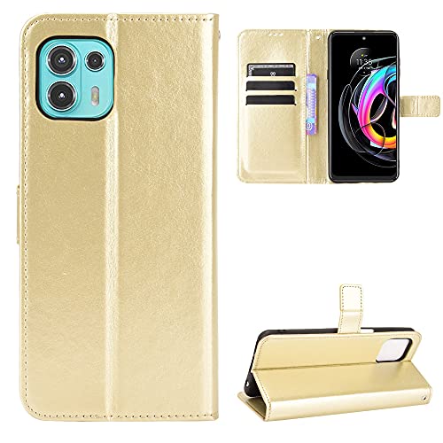 QiongNi Case for Motorola Edge 20 Lite Case Cover,Case for Motorola Moto Edge 20 Fusion 5G Leather Case,Flip Leather Wallet Cover Case for Motorola Moto Edge 20 Lite 5G XT2139-1 XT2139-2 Case Gold