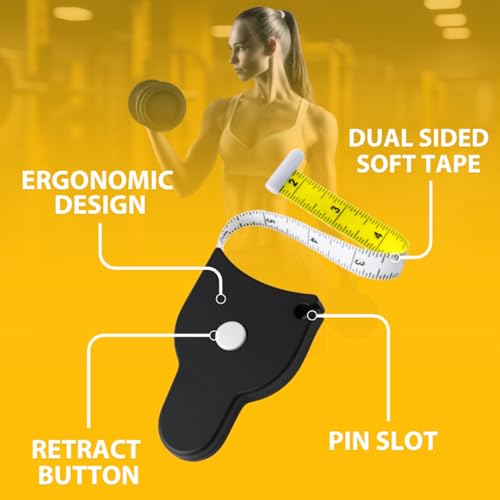 Image of Perfect Body Tape Measure - 80 Inch Automatic Telescopic Tape Measure - Retractable Measuring Tape for Body: Waist, Hip, Bust, Arms, and More (Black - 80 inch)