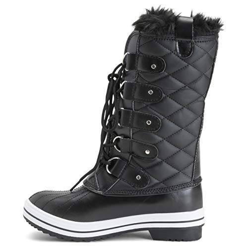 POLAR Womens Snow Boot Quilted Tall Winter Snow Waterproof Warm Rain Boot - 5 - BLL36 YC00103