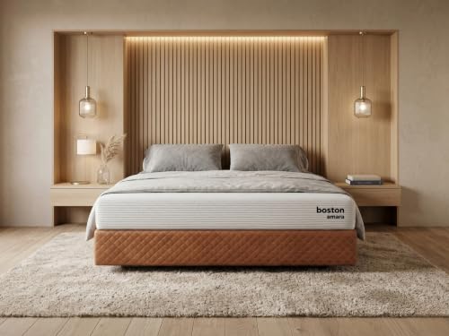 Image of Boston Amara 8-inch Graphite Infused Certified Natural Latex Mattress, Queen Size (72x60x8 Inch), Medium-Firm | Dual Comfort | Hypoallergenic | GOTS Certified Seroya Organic Fabric | 10-Year Warranty