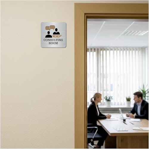 Image of CONFERENCE, CONSULTING ROOM Sign, 6x6 Inch, Durable Steel, Self-Adhesive