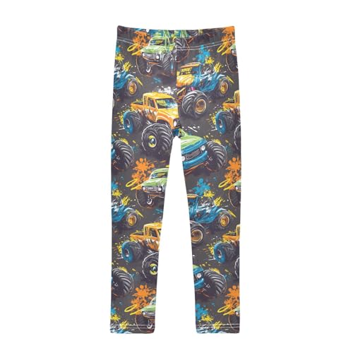 ALAZA Girls' Leggings Children's Yoga Pants Skinny Printed Dance Cool Truck Comfortable 4T