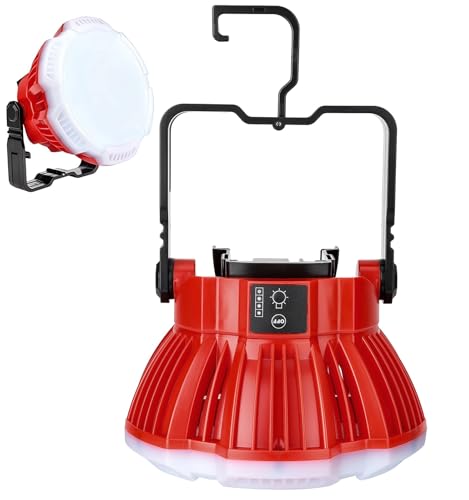 GRVODFRTA LED Camping Lantern Light Compatible with Milwaukee M18 18V Battery, 2400LM 3 Adjustable Brightness Cordless Portable LED Work Light Floodlight with Hook for Tent Jobsite Ceiling(No Battery)