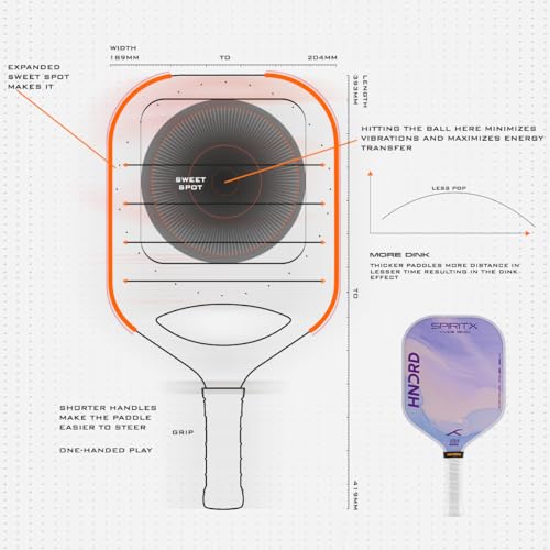 Image of Hundred Spirit X Flow Blast - Pickleball Paddle | 13mm Core | Wide Body Power Paddle | Enhanced Sweet Spot | Ideal for Beginners & Intermediate Players | Free Paddle Bag